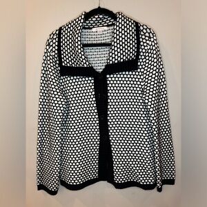 MCollection Black White Button-Up Cardigan Sweater Size Medium